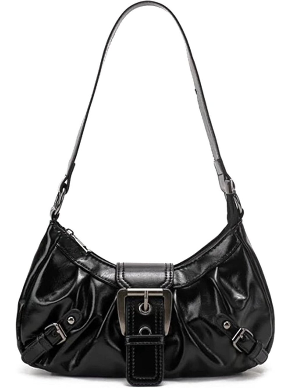 Trendy Y2K Leather Hobo Clutch Purse for Women, Punk Style Shoulder Bag